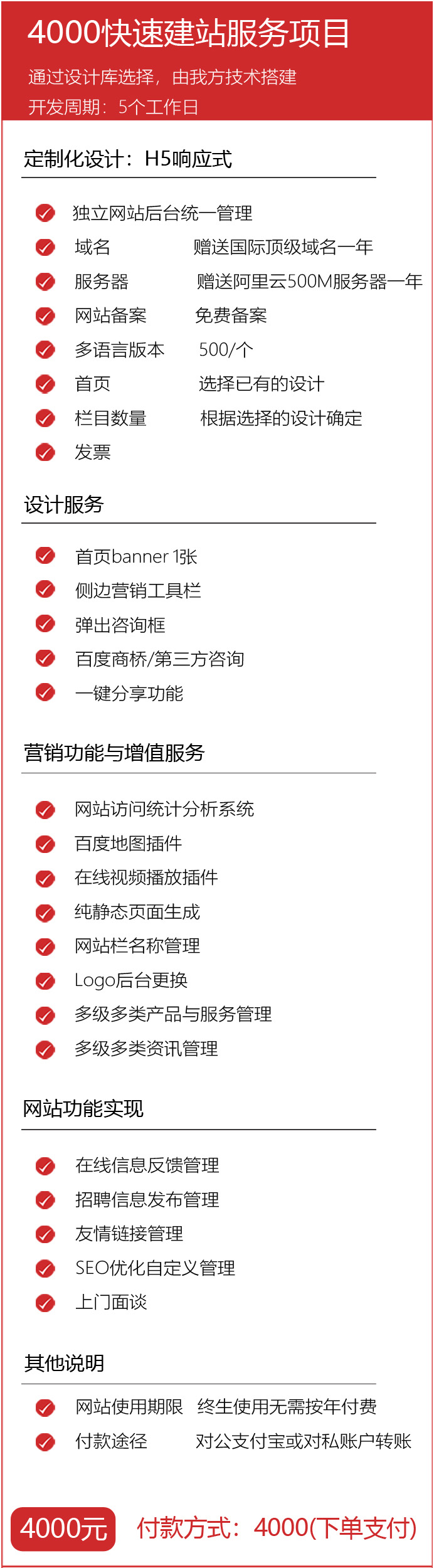 4000快速建站(zhàn)服務項目